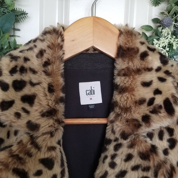 EUC CAbi Josephine Leopard Fur Coat Size Medium - Picture 5 of 7